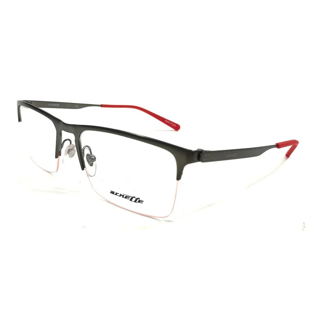 Arnette Eyeglasses Frames TAIL 6118 700 Gray Red Square Half Rim 54-18-140